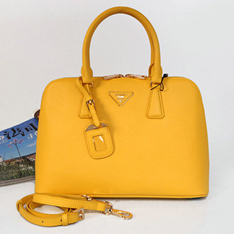 2014 Prada Saffiano Leather Two Handle Bag BL0816 yellow for sale